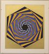 VICTOR VASARELY Blue and Orange Hexagon.
